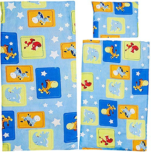 alles-meine.de GmbH 3 TLG. Set: große Puppendecke + Kissen + Unterlage - 100% Baumwolle - Bunte Farben - 56 cm groß - Stoff - Bettwäsche - Puppenbettzeug/Puppenbettwäsche - Be..