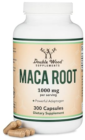 Maca Root Capsules for Women and Men, 300 Count (1,000mg of Black, Red, Yellow Maca Powder per Serving) Grown in Peru (for Energy, Performance, Motivation) by Double Wood