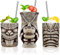 Tiki Becher Set - Cocktail Gläser, Set Mit 3 Keramik-Tassen für Exotische Party, Bar