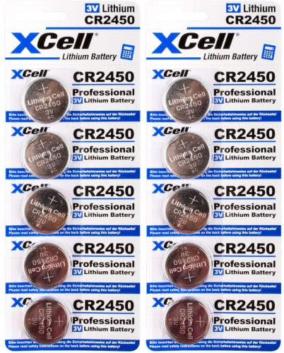 10er Set CR2450 Lithium-Knopfzelle 3V / 620mAh (2x5er Pack) Lithium Hochleistungs- Batterie für professionelle Anwendungen