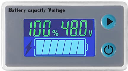 DORHEA Battery Capacity Monitor 10-100V Gauge Meter Voltmeter with Temperature Display Digital Universal Battery Capacity Tester Switch Meter Gauge 12V 24V 36V 48V LCD Display Battery Indicator