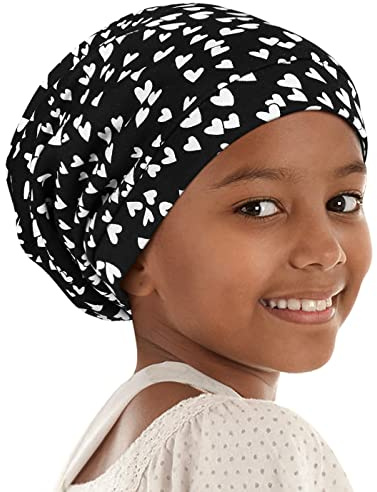 Alnorm Curly Girl Sleeping Cap Satin Lined Hair Bonnets with Comfort Elastic Band Adjustable for Teens, Big Kids, Child