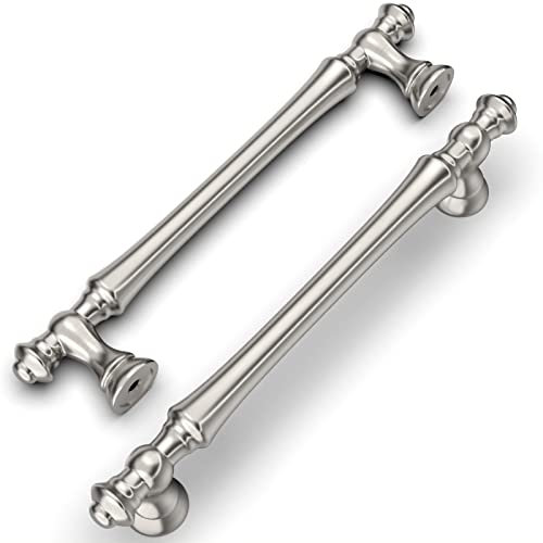 Amerdeco 6 Stück Möbelgriffe Gebürsteter Nickel 128mm Lochabstand Schubladen Griffe für Küchenschränke Schweres Zinklegierung Schrankgriffe Schubladengriffe Türgriffe