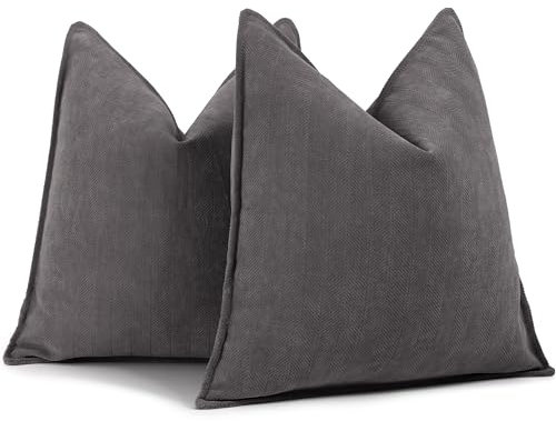 ZWJD Rustikales Grau Kissenbezug 60x60 2er Set Chenille Kissenbezüge Sofakissen Kissenhüllen mit elegantem Design, weiche und luxuriöse dekorative Dekokissen für Couch, Bett und Heimdekoration