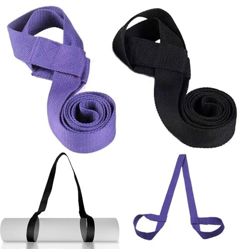 Anluoyi 2 Pcs Yoga Mat Strap Carry Sling Cotton Yoga Mat Strap Multi-Purpose Non-Slip Yoga Mat Carrier Strap for Carrying all Mat Sizes