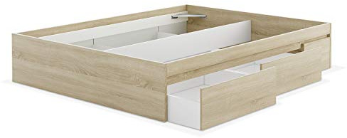 HABITMOBEL Estructura de Cama y 4 Cajones Inferiores, Apta para Somier de 150 x 190, Dimensiones196 cm (Largo) x 156 cm (Ancho) x 37 cm (Alto)
