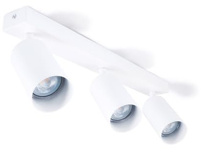 KOLORENO Lampada Alogena da Superficie Viki - Lampada da Parete e Soffitto - Lampada da Parete Faretto GU10 - Lampada da Parete Faretto x3 - Faretto da Soffitto in Metallo - Bianco, 400x168x40 mm