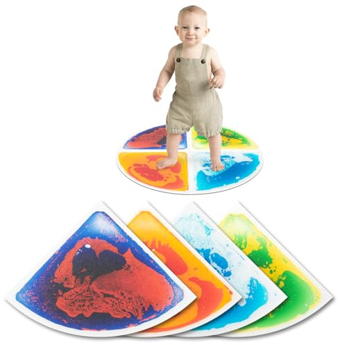 Art3d Confezione da 4 piastrelle sensoriali colorate per pavimenti, tappetini sensoriali per danza per bambini, 33x33 cm