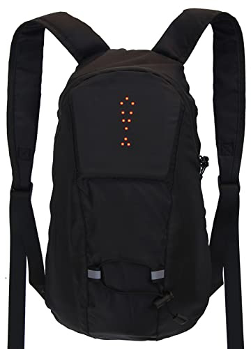 Qurygin Sac À Dos Vélo LED - 15L Sac À Dos Réfléchissant avec Indicateur De Direction, Sac À Dos Réfléchissant Noir, Sac À Dos Vélo Rechargeable par USB pour Le Jogging De Nuit