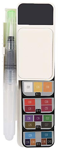 LetCart Set di 18 colori ad acquerello tinta unita, pigmento portatile in 18 colori con pennello ad acqua, design pieghevole a forma di ventaglio