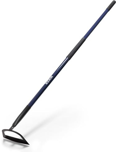 WIKER 57 Inch Professional Garden Hoe, Heavy Duty Weeding Tool with Pre-Sharpened Blade, Fiberglass Long Handle for Effortless Soil Cultivation and Weed Removal
