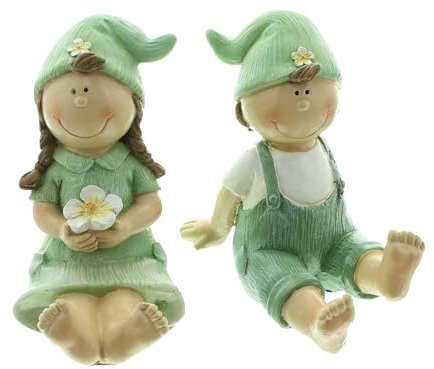 FRANK FLECHTWAREN Figur Mädchen & Junge, 2er Set, Polyresin Maße: Höhe 13 cm