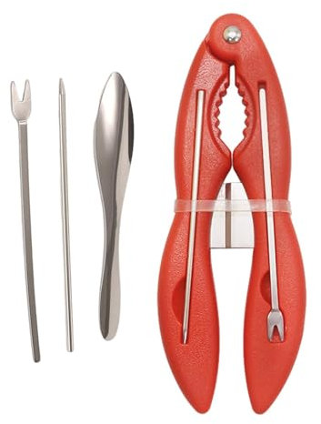 Set di pinze per aragosta e picchi – Utensili per granchio in acciaio inox antiscivolo per frutti di mare, schiaccianoci ergonomico | Strumenti per la raccolta di frutti di mare sostenibili con