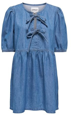 ONLY Dam jeansklänning – ONLCLARA kort klänning, Mellanblå denim, L