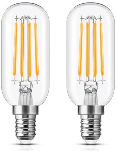 Cooker Hood Bulbs, T25 Filament E14 LED Light Bulb Warm White 2700K, 4W 40W Replacement, Extractor Fan Bulbs for Fridge, Freezer, 2Pack