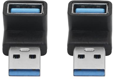 2Pcs Right Angle USB 3.2 Male to Female Adapter 10Gbps, 90 Degree USB Type A 3.1 Data Transfer Extender Connector Support 3A Fast Charging, for Computer, Laptop, Mouse, Keyboard etc - (Up Angle)