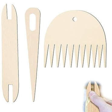 UZYXC Kit Maglieria per Bambini e Principianti, 3 Forchette per Maglia in Legno con Pettine, Strumento Creativo per Imparare a Lavorare a Maglia, Ideale per Attività Madre Bambino