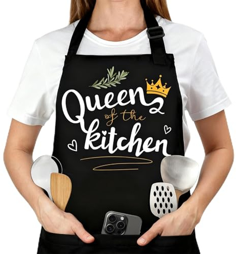 Belillpipi Cooking Aprons for Women, Baker Aprons with 3 Pockets for Women Men, Funny Baking Apron Gifts for Bakers Wife Mother Daughter, Adjustable Kitchen Aprons for Wife Mum Aunt Sister Grandma