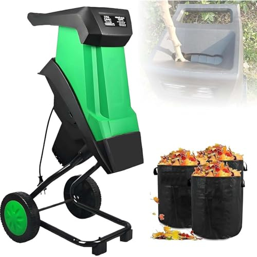 Broyeur De Jardin Électrique Puissant 2400W Avec Sac 50L, Déchiqueteuse À Bois 40mm Sur Roues, Broyage Silencieux Pour Branches, Feuilles Et Déchets Végétaux