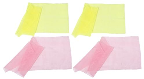 HAMPPLIES 4pezzi Spugna Esfoliante Africana Panno da Doccia in Nylon Riutilizzabile Scrubber per Schiena e Sauna Adatto Tutti i Tipi di Risciacquo e Asciugatura Rapida