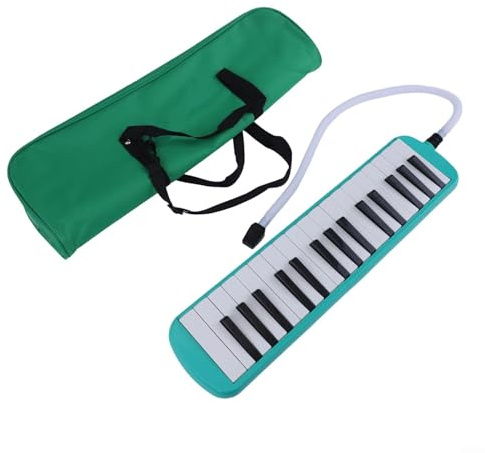 Melódica de 32 teclas para principiantes, melódica portátil profesional con bolsa de transporte, tubo de soplado suave y boquilla corta, instrumento de teclado para principiantes (verde)