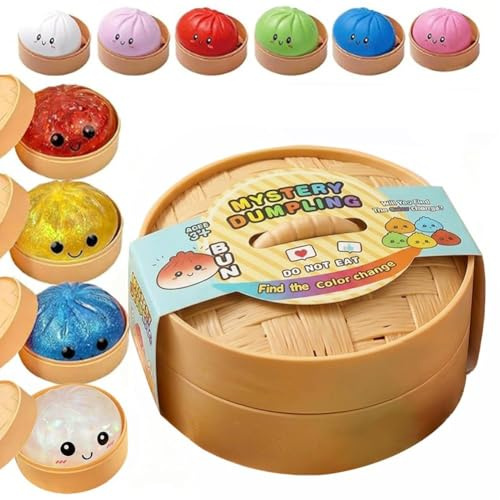 Dumpling Squishies con purpurina, 2026 nueva caja misteriosa de bolas de masa esponjosa, 10 colores aleatorios, caja misteriosa, más sorpresas, bolas coloridas para el estrés, juguete sensorial para