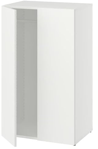 ZRIZAURA LASTARE Wardrobe 60x42x101 cm, Clothes Storage Cabinet with Hanging Rail and Doors, Freestanding Bedroom Closet Organizer for Clothing, Hallway & Home Storage (White)