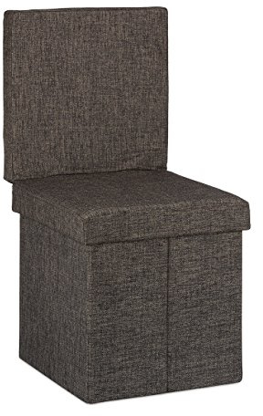 Relaxdays sittpall med ryggstöd, HxBxD: 73x38x38 cm, stabil sittkub, fotstöd, förvaringsbox, avtagbart lock, brun