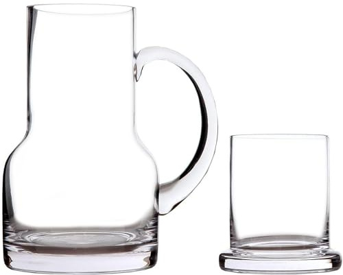 Lily's Home 16 oz Glass Water Carafe for Bedroom or Kitchen - Carafe with Cup Lid & Handle, Perfect for Bedside or Desktop Use, Modern Design