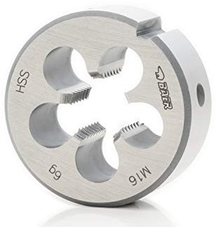 BAER Gewindeschneider M7 HSS Schneideisen - M 7 x 1,0 - Gewindeschneideisen metrisch Regelgewinde - Außengewinde Schneider aus hochlegiertem Werkzeugstahl, metrisches Außengewindeschneideisen