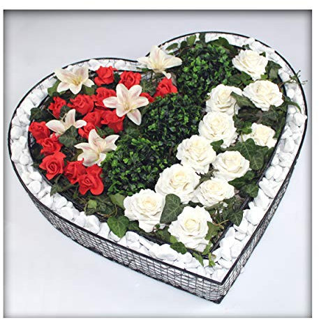 Kieskönig Herz Gitter XXL Pflanzschale Grabschmuck Grabgestaltung Friedhof 62x60x10 cm für außen