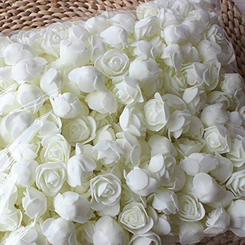 Brussel 500 piezas de espuma falsa cabeza de flor artificial 3D flores artificiales para decoracion DIY ramos de boda centros de mesa arreglos florales blanco