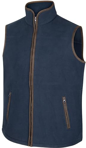 Hoggs of Fife Woodhall Fleece Mens Gilet body warmer mens fleece waistcoat/sleeveless vest, Full zip and zipped pockets - Navy - XX/Large