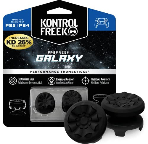 KontrolFreek FPS Freek Galaxy Black for Playstation 4 (PS4) and Playstation 5 (PS5) | Performance Thumbsticks | 1 High-Rise, 1 Mid-Rise | Black (Limited Edition)