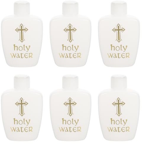 SEWACC 6Pcs Plastic Holy Water Bottles, Holy Water Container Empty Bless Holy Water Bottles for Church Christian Easter Halloween Baptism Christmas Party 60ML