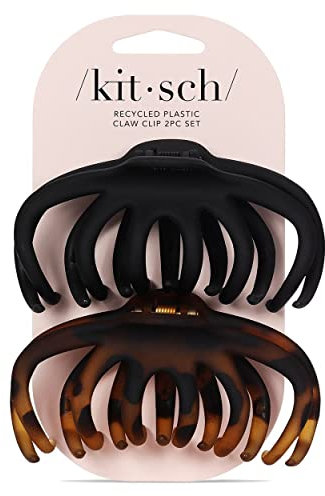 Kitsch Octopus-Haarklammern für Damen – Große Klauenklammern für dickes Haar, Octopus-Klauenklammer-Set, große Haarklammern für dünnes Haar & große Haarklammern, 2 Stück Schwarz & Tortoise