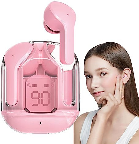 DISPRA Auriculares Inalámbricos, Deportes Inalámbricos de Supresión de Ruido, Auriculares de Sonido Surround 5.0, Auriculares LED Digitales con Funda de Carga, Auriculares Intra-Auriculares