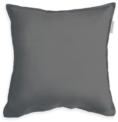 TOM TAILOR Satin-Kissenhülle, 40x40 cm, 100% Baumwolle/ Satin, mit Doppelnaht, Kissenbezug mit farbiger Paspel und Markenreißverschluss, TWO-TONE SOLID COLORS Grau (Moody Grey)