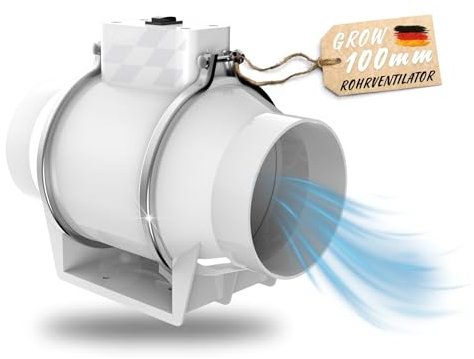 TronicXL Turboventilator Axial Rohrventilator 100mm leise I Rohrlüfter Abluftventilator Abluft/Zuluft Grow Lüfter Ventilator für Homebox Growbox Growschrank