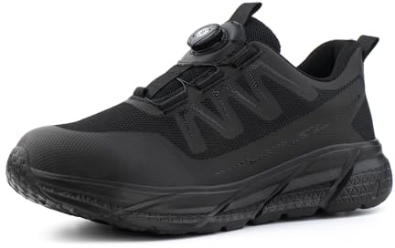 Hitmars Mens Safety Trainers Womens Steel Toe Cap Trainers Safety Shoes for Men Women Work & Utility Footwear Lightweight Black UK 5