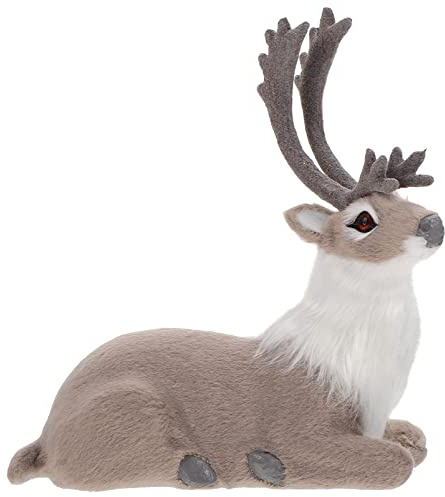 DIYEAH Figurines De Rennes De Noël: 1 Pièce Simulation De Laine Artificielle Décoration De Cerf Figurine Miniature Statue De Cerf Modèle D'élan