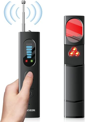 AMOROM 5 in 1 Wanzen Detektor, Versteckte Kamera Detektor mit 5 Modi und 5 Empfindlichkeitsstufen, Tragbarer Kamera Finder Detektor für Reisen, Hotels, Autos