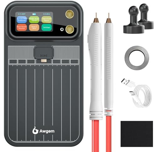 Awgem Battery Spot Welder, Portable Handheld Spot Welder Double Pulse Upgraded Enhanced 99 Gears Adjustable Spot Welding 0.1MM-0.25MM for Iron/Stainless Steel/Nickel Strip /18650 Battery Pack