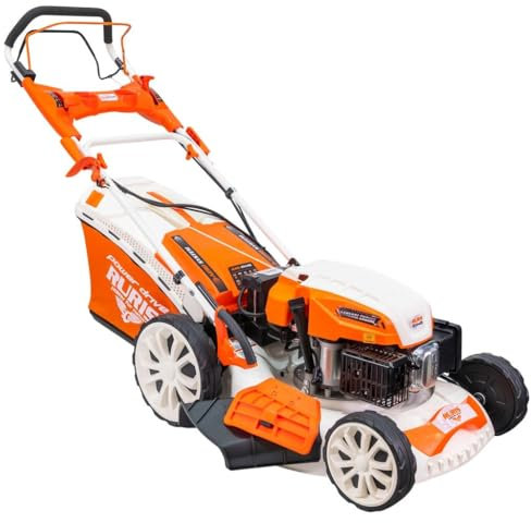 RURIS Tondeuse à Gazon Thermique RX441S 5,7 CV – Largeur 51 cm, Démarrage Électrique, Autopropulsée à Vitesse Variable, 5 Fonctions, 2000 m², Bac 65L, Orange