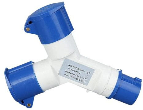 Nankoyal Enchufe Industrial | Divisor 2 Vías para Conexiones Industriales - 16A Aplicaciones Alta Intensidad Equipos Conectores Para Obras Fábricas Producción