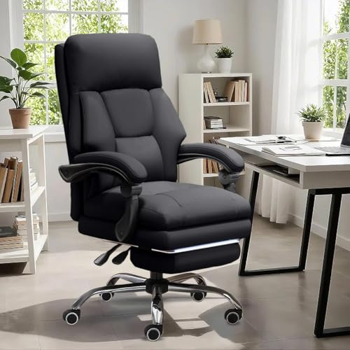 XUEGW Kontorsstol Justerbar Höjd · Executive Skrivbordsstol med Fotstöd · Bekväm Datastol · Hög Ergonomisk Läderstol