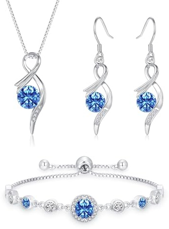 Estrellique Silber Schmuck Set Damen, 3PCS 925 Sterling Silber Halskette & Ohrringe & Armband Set mit AAAAA Cubic Zirkonia, Unendlichkeit Silberschmuck Damen 925 Geschenk zum Geburtstag Mutter Tag
