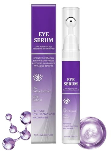 ARHZ 1 Pezzi Siero per Contorno Occhi Antirughe Con 360° Roller Ball, Per Occhiaie e Borse, Rughe e Linee Sottili, 15ML