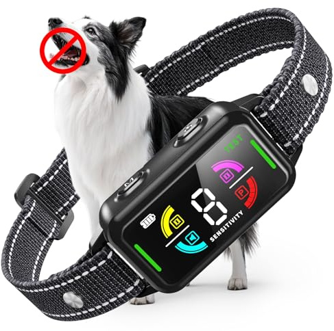 LYtech Collar Antiladridos para Perros, Antiladridos y Antiaullidos para Perros, 4 Modos de Vibración/Sonido, Impermeable IP67, Dispositivo Recargable para Detener los Ladridos Grande Mediano Pequeño