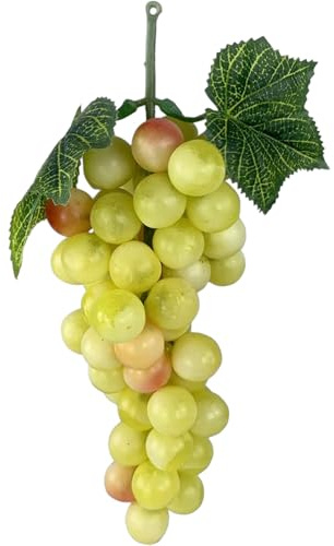 GMMH Raisins décoratifs artificiels (jaune, rond, 25 cm) raisins réalistes en plastique, raisins en plastique, fruits artificiels, décoration, décoration de mariage, vitrine, cuisine, hôtel